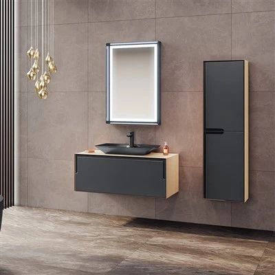 Oak - Anthracite mi kabinè twalèt
