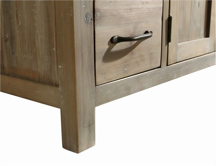 Distressed Solid Wood Bathroom Cabinet Natural Stone Bathroom Furniture