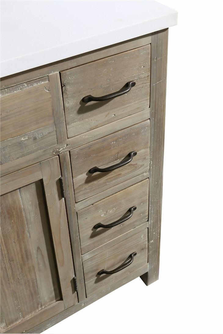 Distressed Solid Wood Bathroom Cabinet Natural Stone Bathroom Furniture