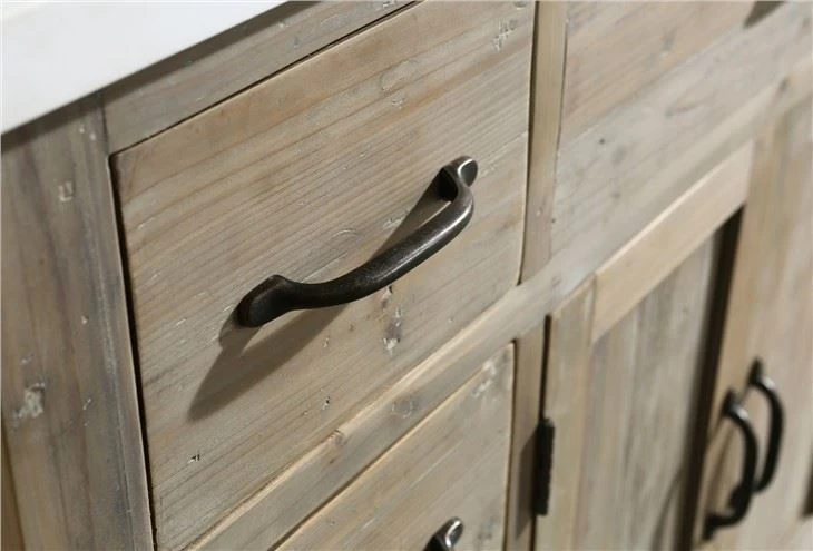 Distressed Solid Wood Bathroom Cabinet Natural Stone Bathroom Furniture
